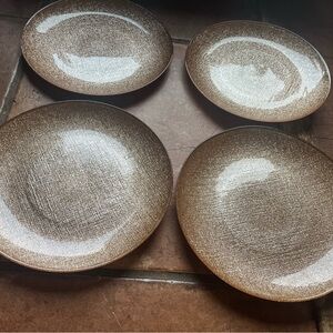 Set of 4 Copper Glitter Glass Salad Plates
Stunning!
